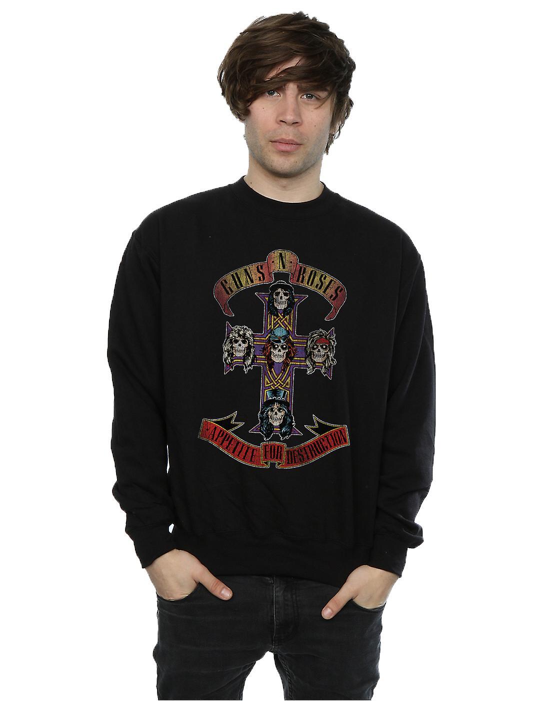 Guns N' Roses Guns N Roses Men's Appetite for Destuction Distressed Sweatshirt Black Large