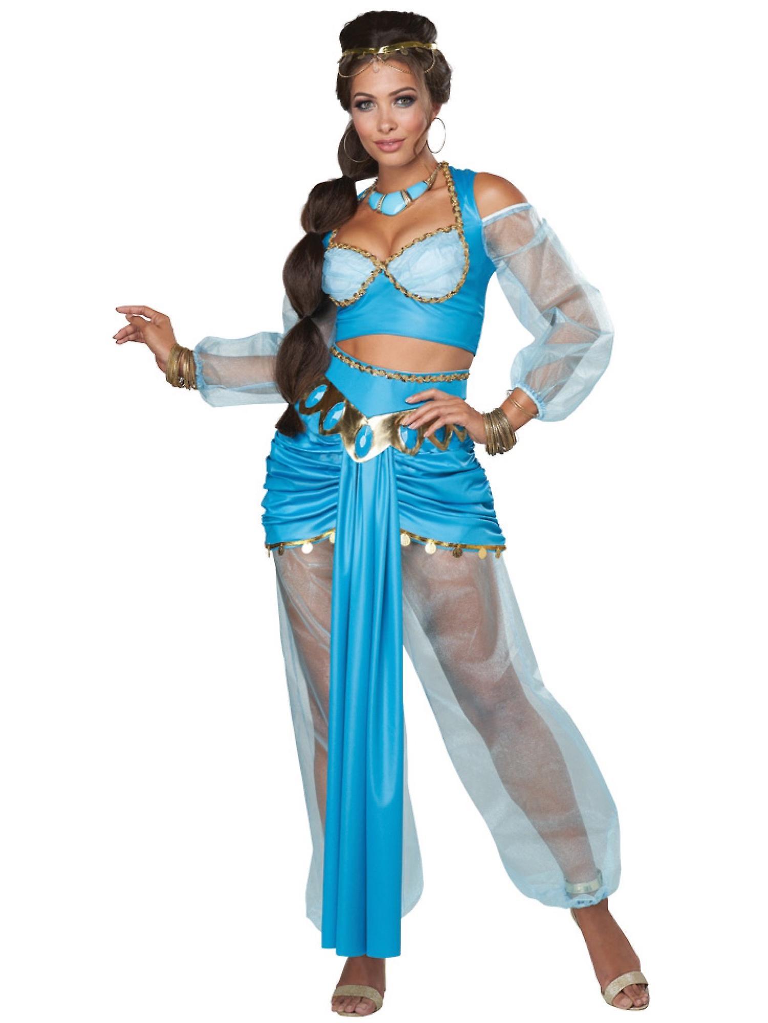 California Costume Collections Arabian Princess Jasmine Genie Alibaba Story Book Week Adult Womens Costume Blue Medium (8-10)