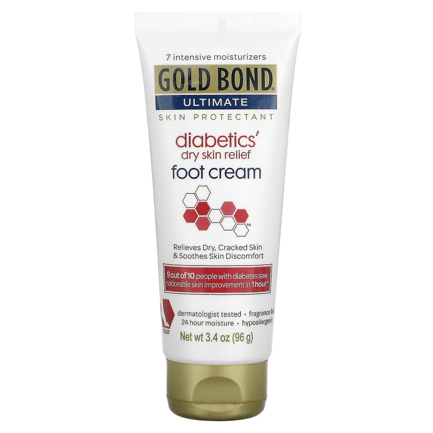 Gold Bond, Ultimate, Diabetics' Dry Skin Relief Foot Cream, Fragrance Free, 3.4 Oz (96 g)