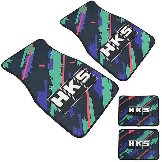 4pcs Le Mans Confetti Fabric Mat Plush Rug Carpet Anti-slip Floor Mats Jdm Car Mats Pad Protector HKS Plush-Multicolor