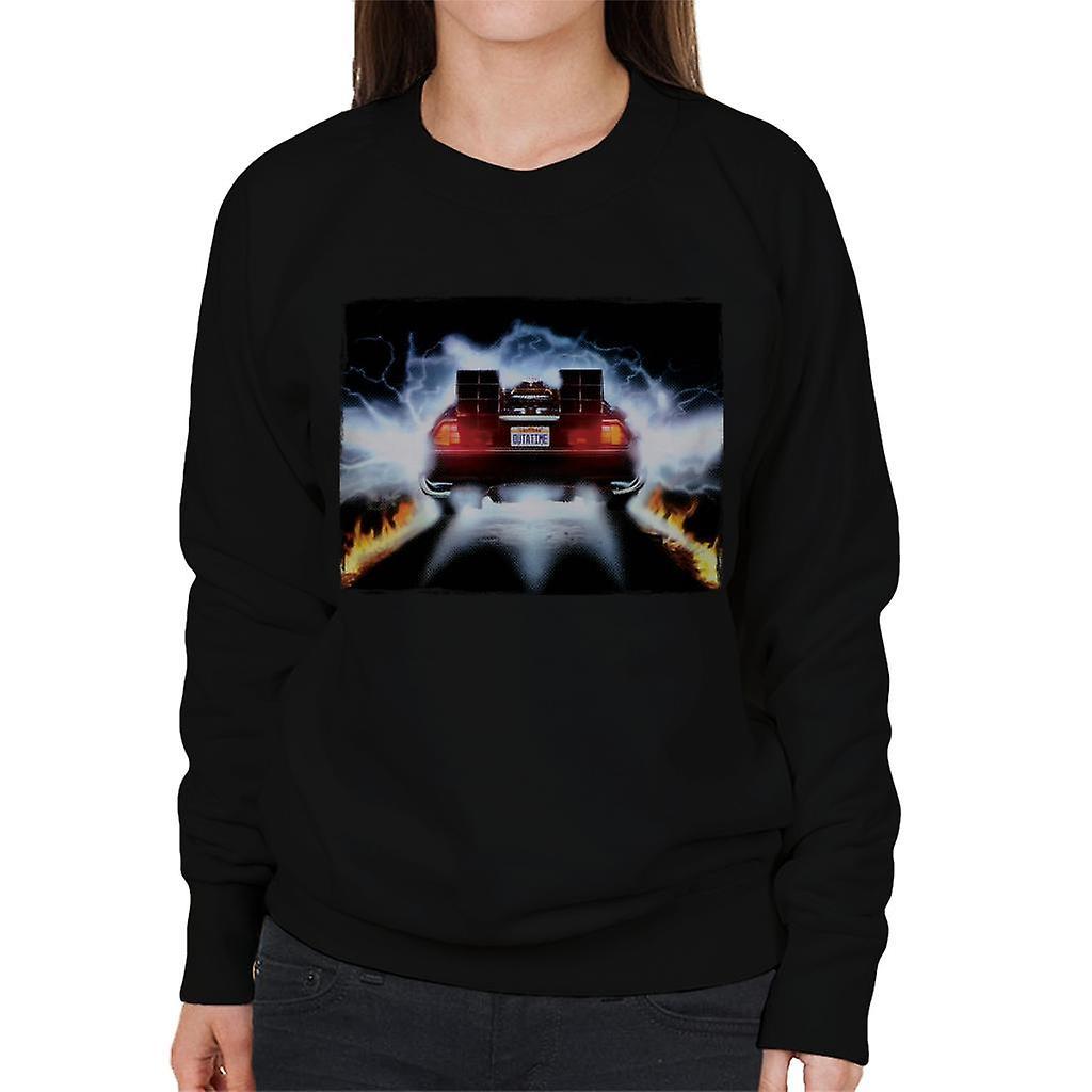 Back to the Future Delorean Taking Off For Time Travel Women's Sweatshirt Black XX-Large