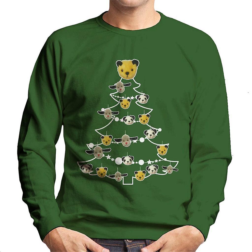 Sooty Christmas Tree White Silhouette Men's Sweatshirt Bottle Green XX-Large