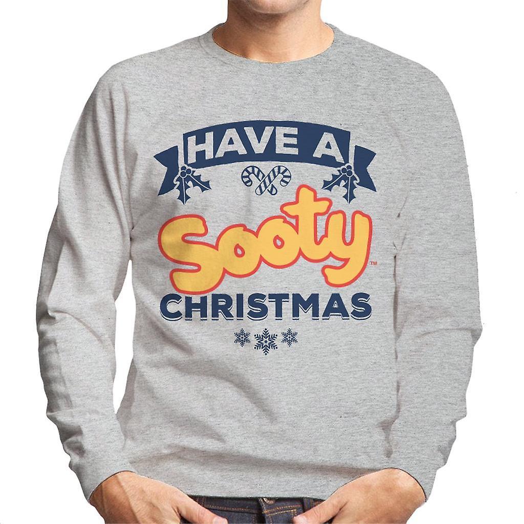 Sooty Christmas Have A Sooty Christmas Blue Banner Design Men's Sweatshirt Heather Grey Large