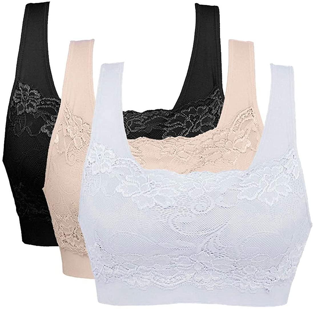 Le Contente Women Lace Genie Bra Wireless Sports Underwear Breathable Sexy Shockproof Bralettes Fitness Yoga 3 Color XL