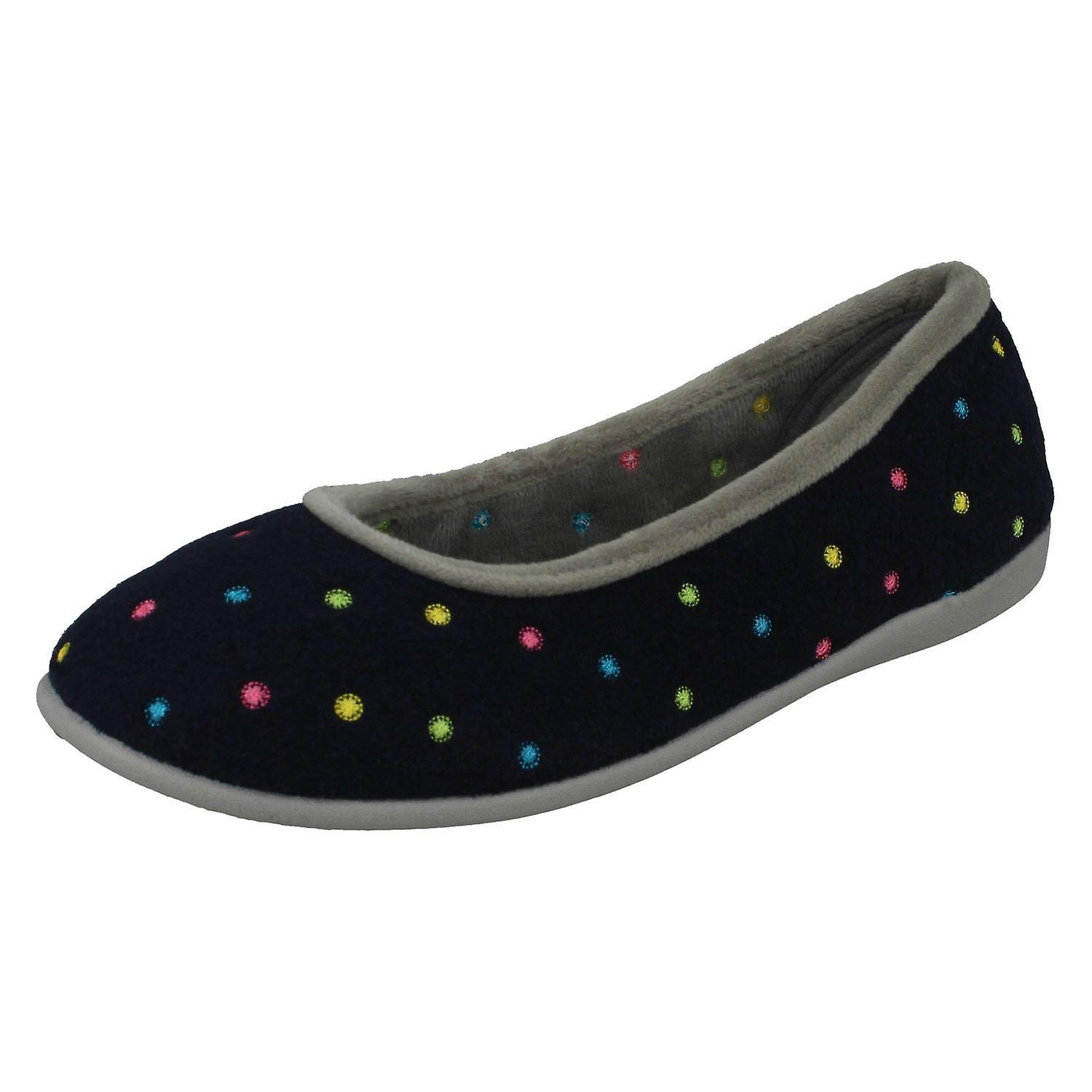 Ladies Padders Casual Slip On Slippers Ballerina Navy (Blue) UK 4