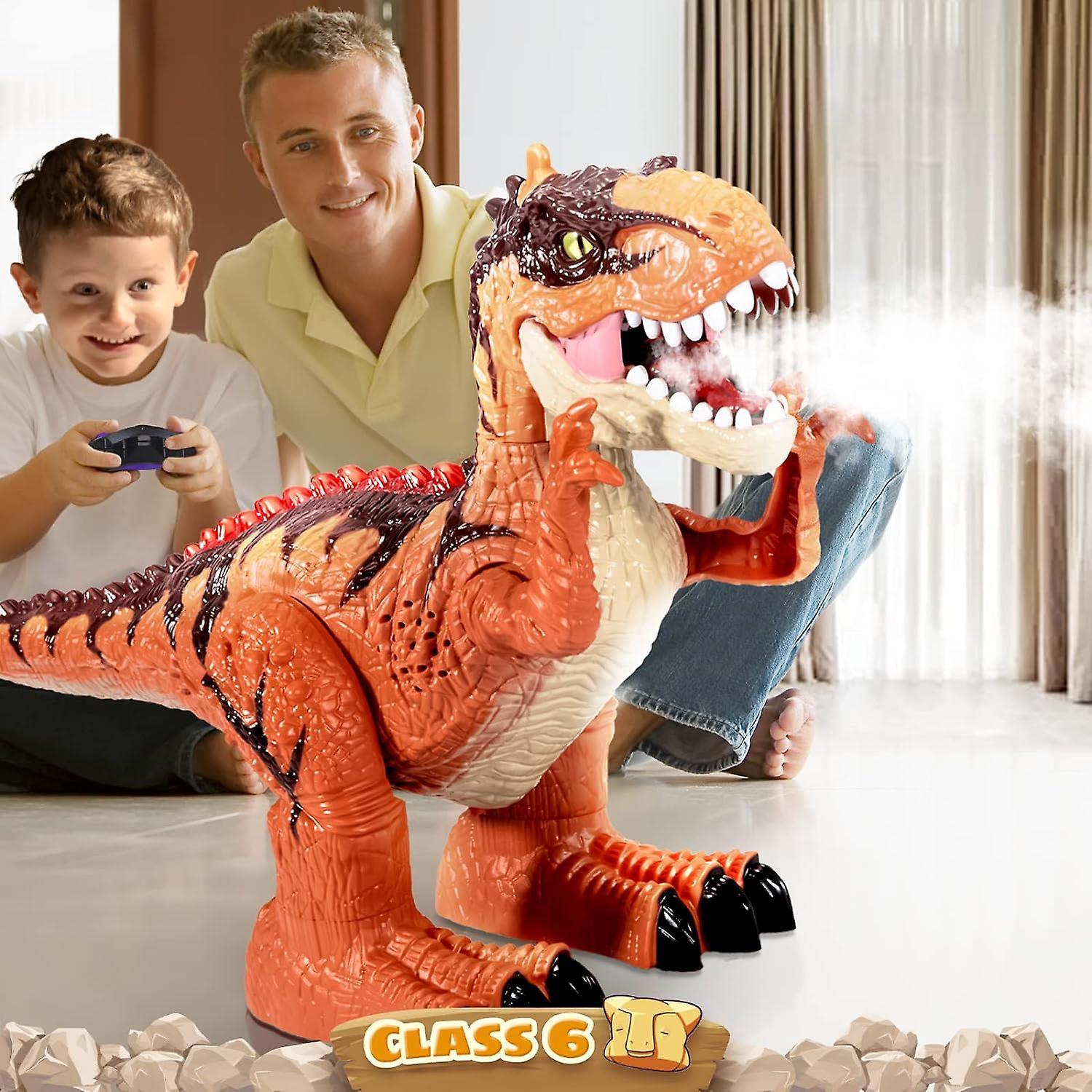 Heyone Remote Dinosaur Toys For Boys Kids 3-5, Electric Realistic Rc T-rex With Spray, Lights & Sounds, Rechargeable Big Dino Robot With Fire Breat...