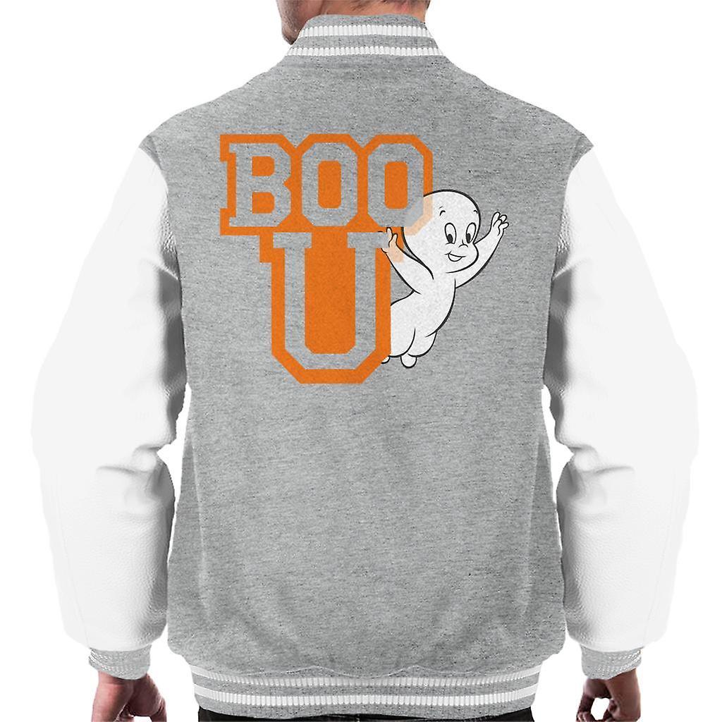 Casper The Friendly Ghost Boo You Varisty Men's Varsity Jacket Heather Grey/White Medium