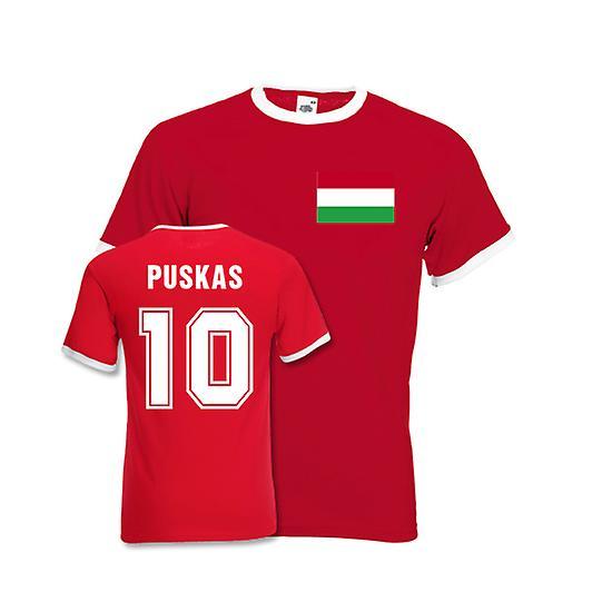 Gildan Ferenc Puskas Hungary Ringer Tee (red) Large (42-44 inch)