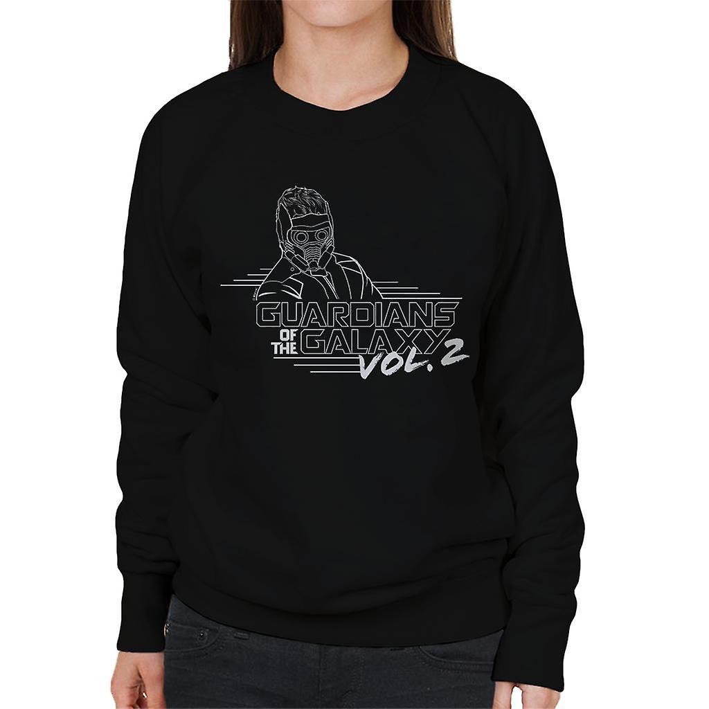 Marvel Guardians Of The Galaxy Vol 2 Star Lord Black And White Women's Sweatshirt Small