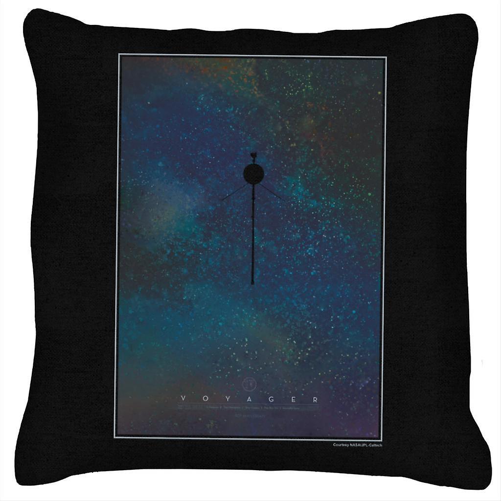 NASA Voyager Interplanetary Travel Poster Cushion Black 40 x 40cm