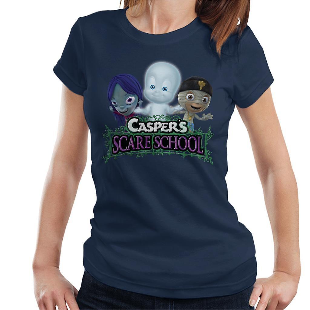 Casper The Friendly Ghost Scare School Women's T-Shirt Navy Blue Large