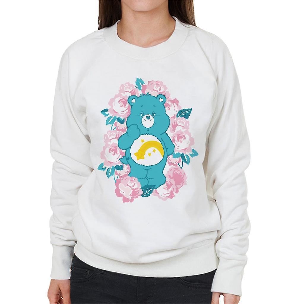 Care Bears Wish Bear Pink Flowers Women's Sweatshirt White Small