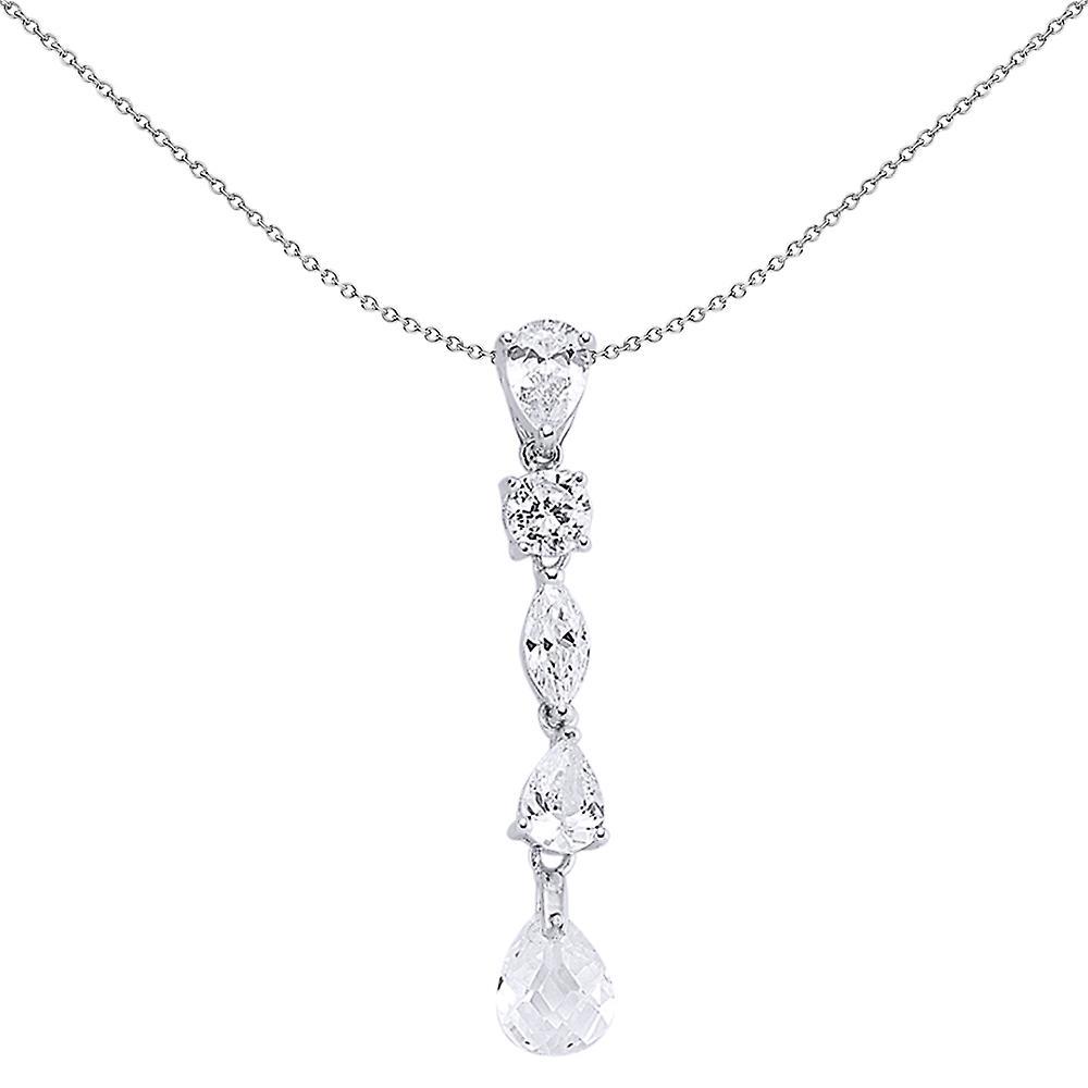 Silver Pear, Marquise And CZ Tears Of Joy Charm Necklace 18 Inch - GVP200