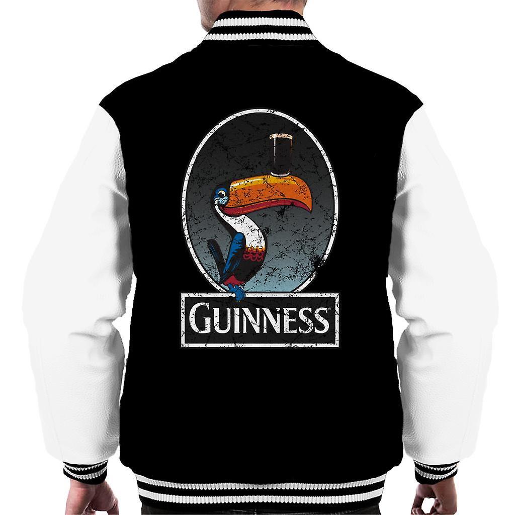 Guinness Toucan Distressed Men's Varsity Jacket Black/White Large