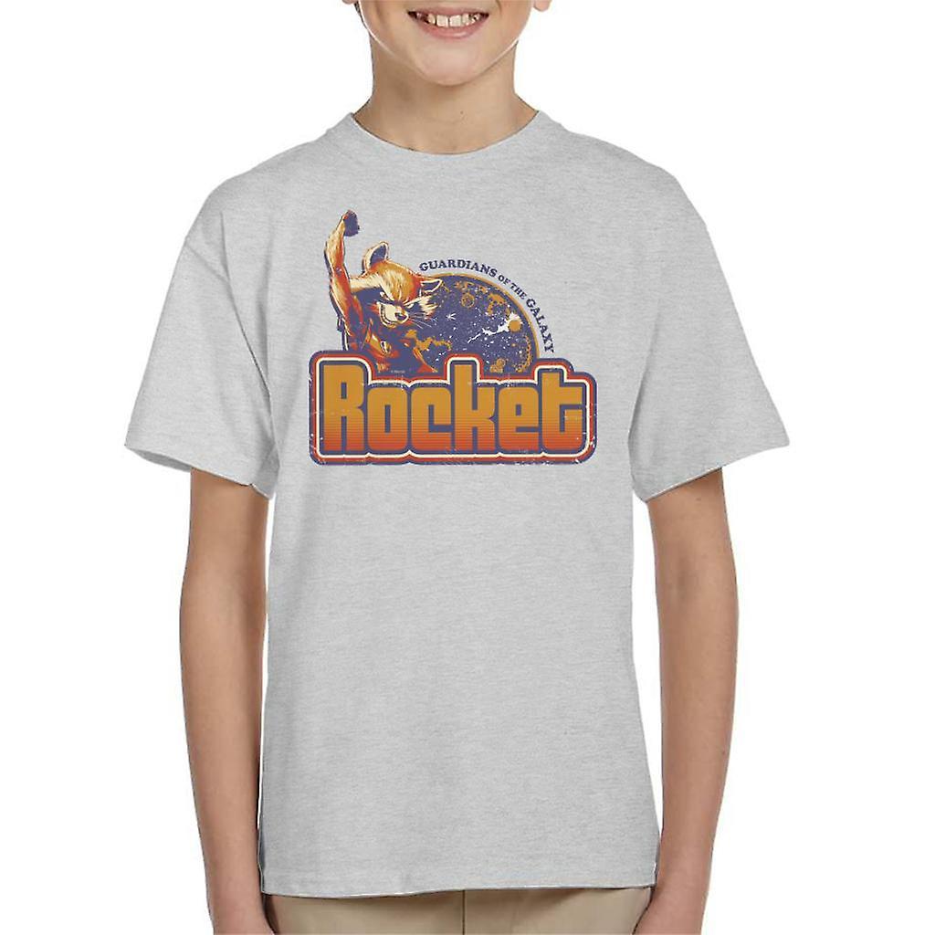 Marvel Guardians Of The Galaxy Retro Rocket Raccoon Kid's T-Shirt Heather Grey X-Large (12-13 yrs)