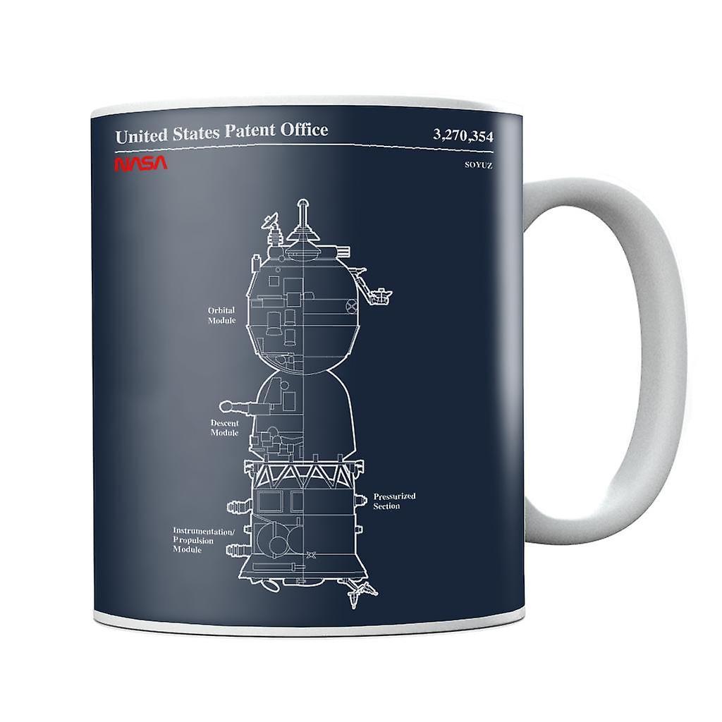 NASA Soyuz Spacecraft Blueprint Mug Navy Blue 10oz