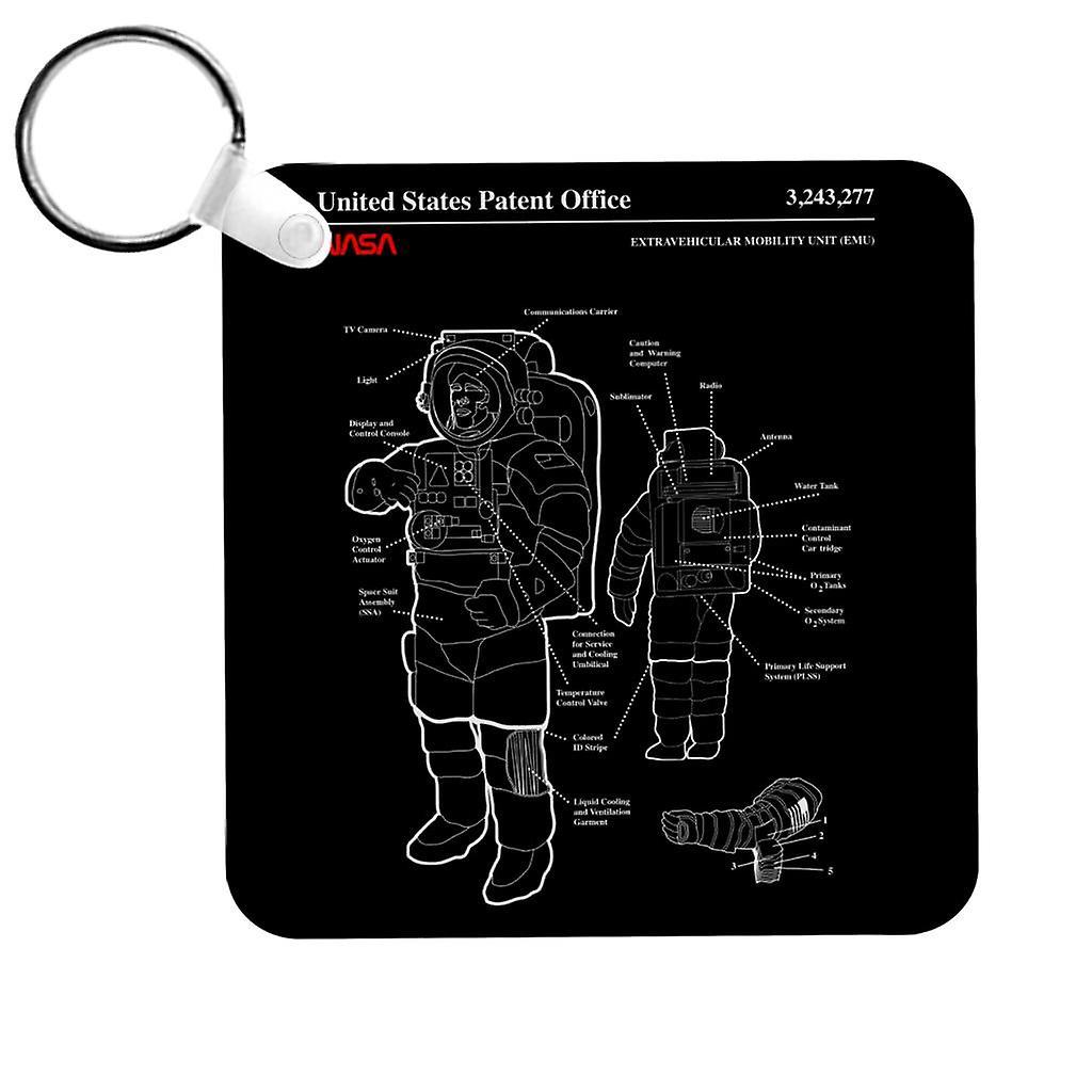 NASA EMU Spacesuit Blueprint Keyring Black 5cm x 5cm