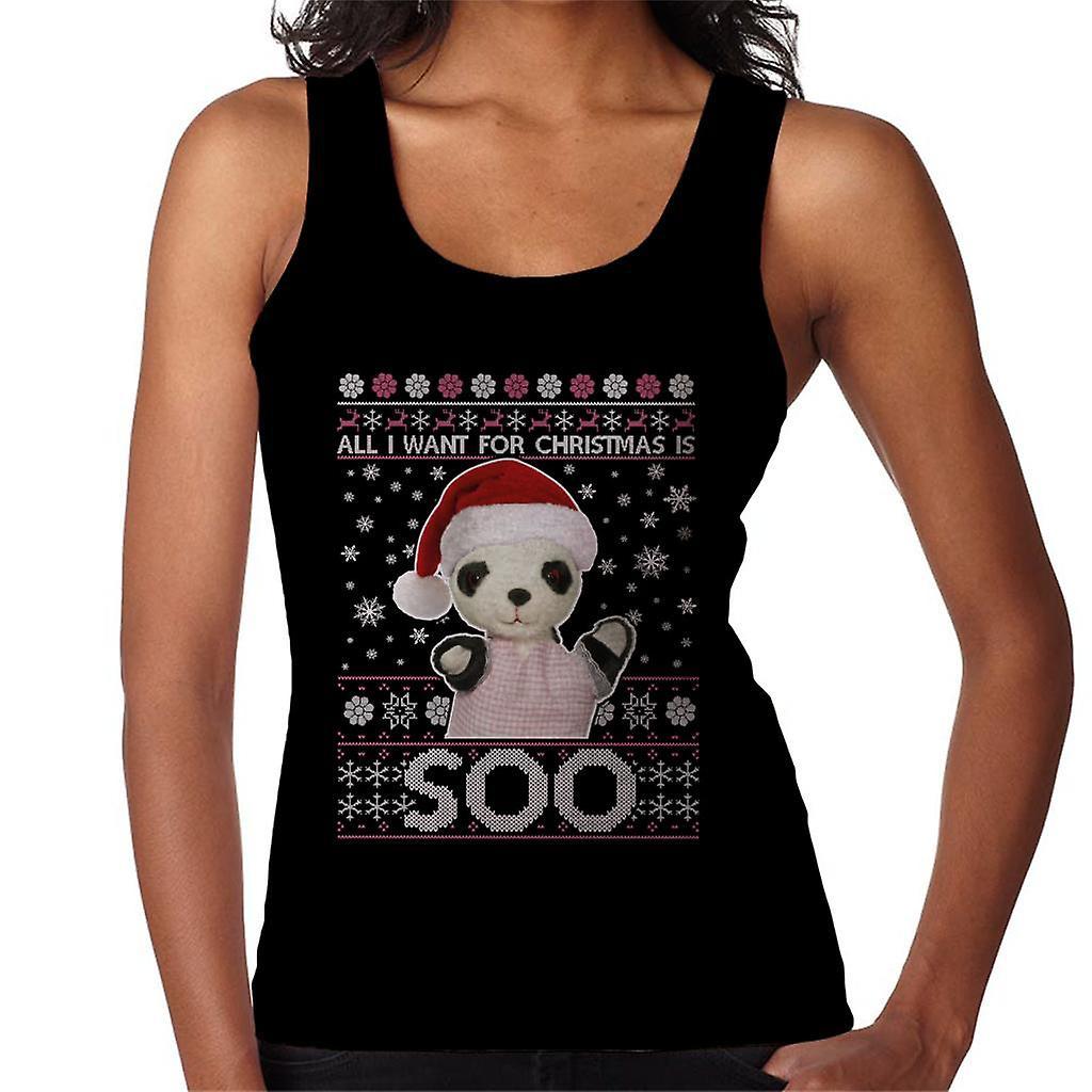 Sooty Christmas Festive Hat All I Want For Christmas Is Soo Women's Vest Black Large