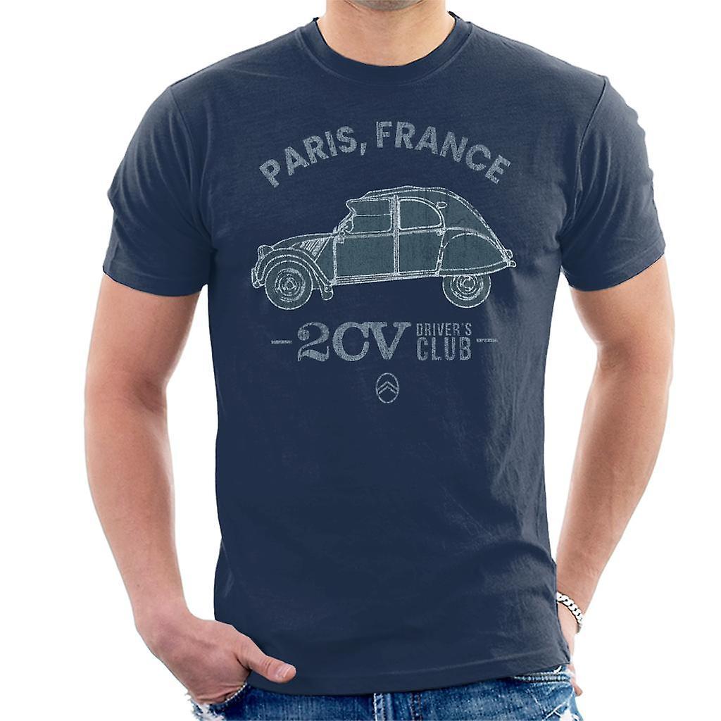 Citro�n Citroen 2CV Drivers Club Paris France Men's T-Shirt Navy Blue Small