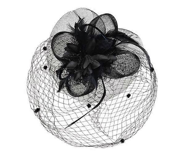 Le Contente Vintage Wedding Hat Women Fascinator Penny Mesh Bridal Hat With Face Veil Hairpin Black