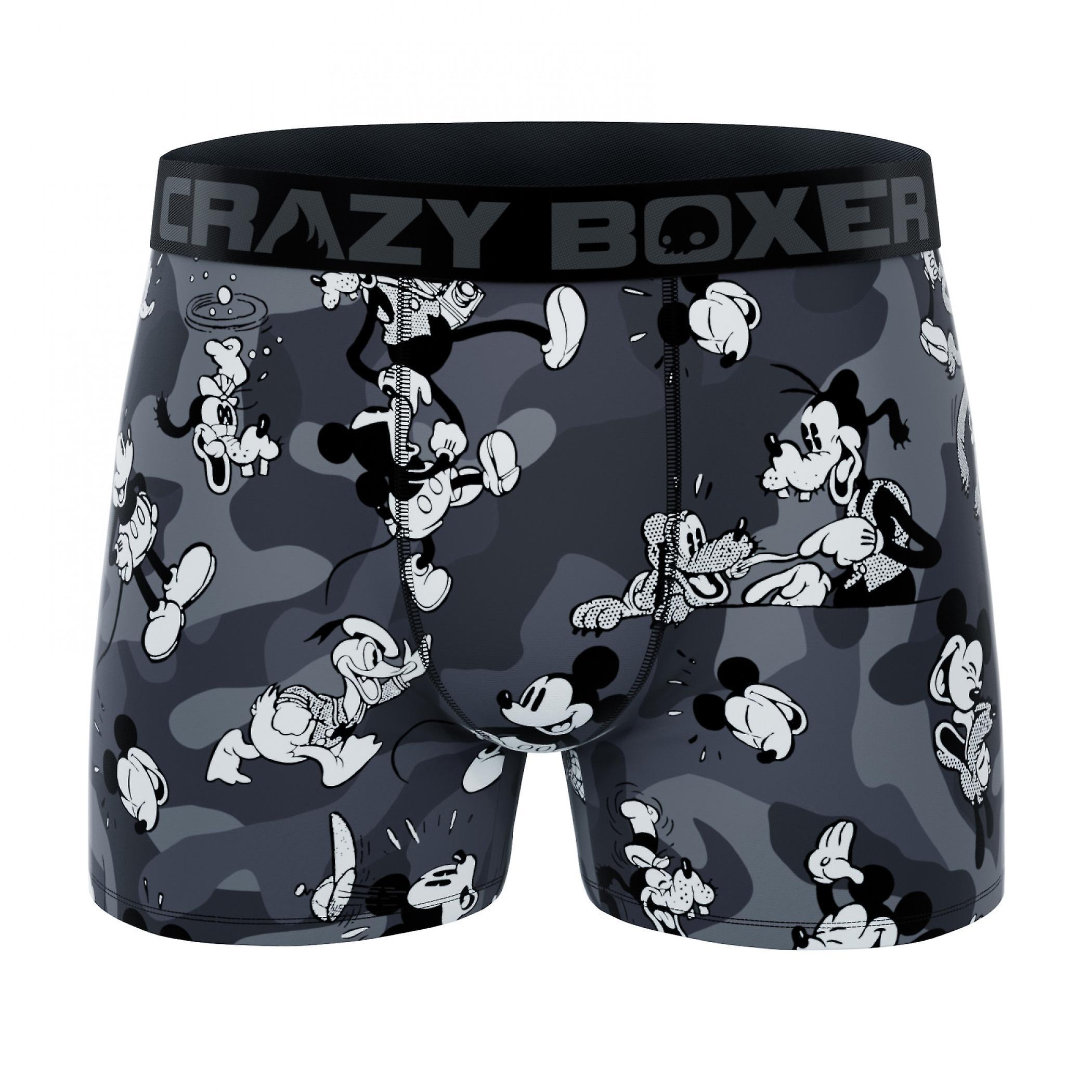 Cartoons Crazy Boxer Disney Mickey Mouse In Black and White Boxer Briefs XXLarge (44-46)