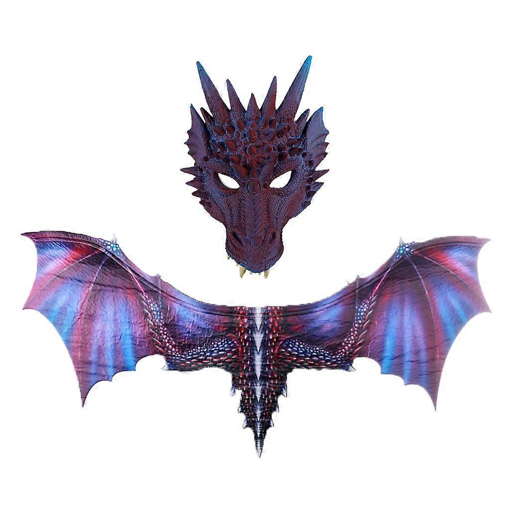 Kakanwo Halloween Costumes Halloween Dinosaurio Dragon Costume Cosplay Mask Wing Accessory Purple One Size