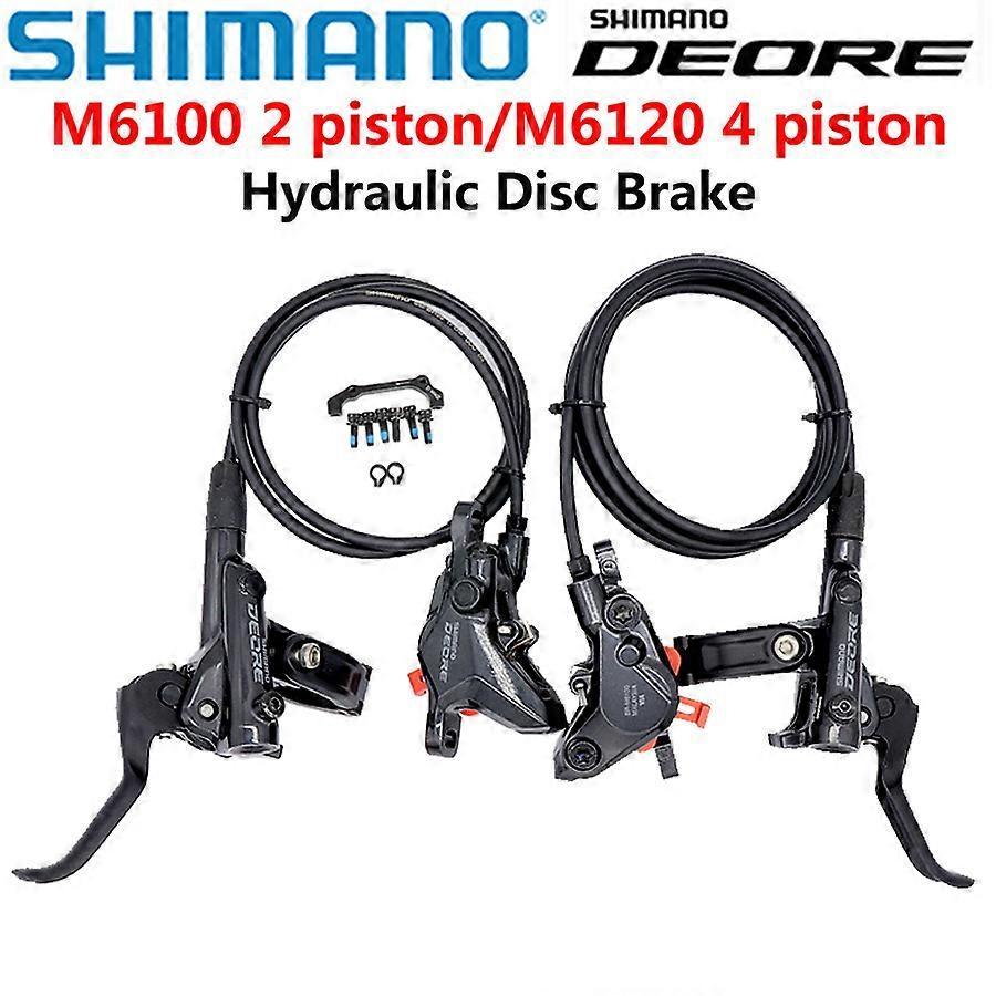 Lequeen SHIMANO DEORE M6100 2 Piston M6120 4 Piston Brake MTB Mountain Bikes Hydraulic Disc Brake MTB BR BL-M6100 DEORE Brake Left Right M6100 Resin