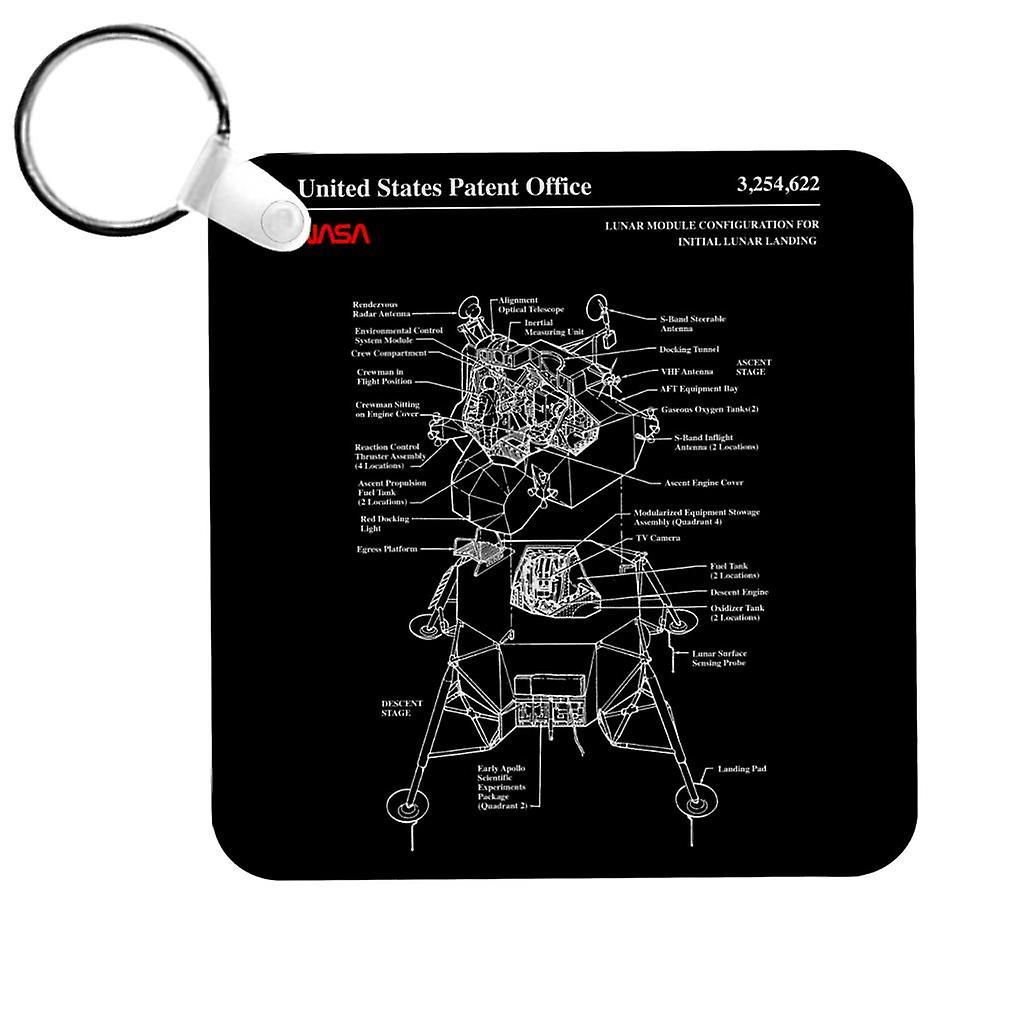 NASA Lunar Module Landing Blueprint Keyring Black 5cm x 5cm