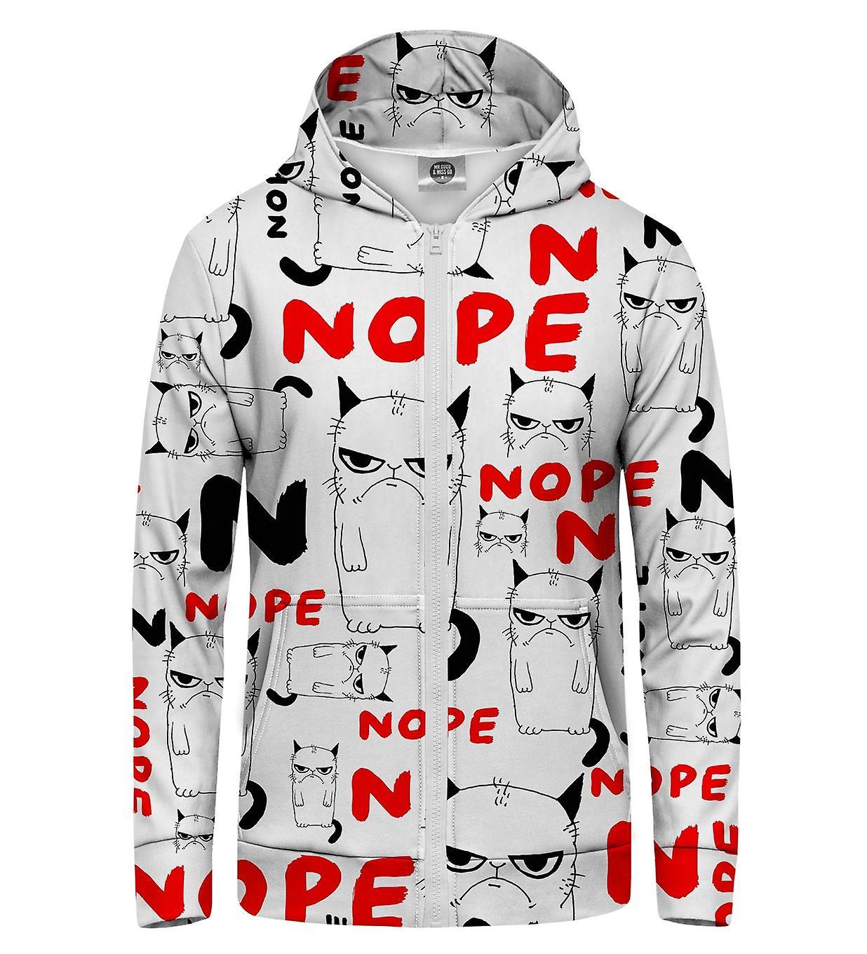 Mr Gugu & Miss Go Mr. GUGU & Miss GO Grumpy Nope Hoodie Kangaroo Zip Up white S