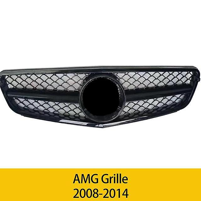 Auto Parts W204   Grill Black Silver Replacement Front Bumper Radiator Diamonds Grille Fit For Mercedes C Class  C200  2007 -2014 AMG bright black