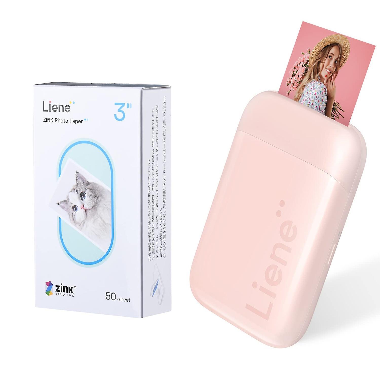 Liene Kiwi 2x3 Inch Mini Photo Printer Wireless Smartphone Instant Picture Printer with 50pcs ZINK T Pink