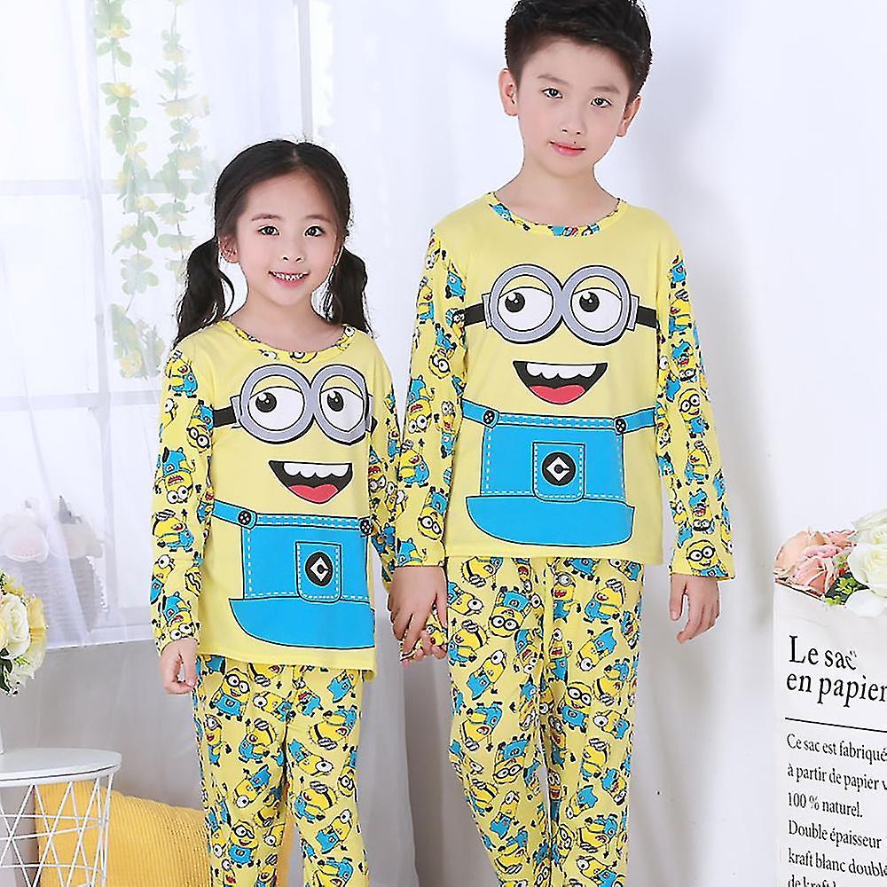 Manchalk Cartoon Pyjamas Set Kids Girl Boy Long Pajamas Pjs Sleepwear Nightwear Minions 3-4 Years