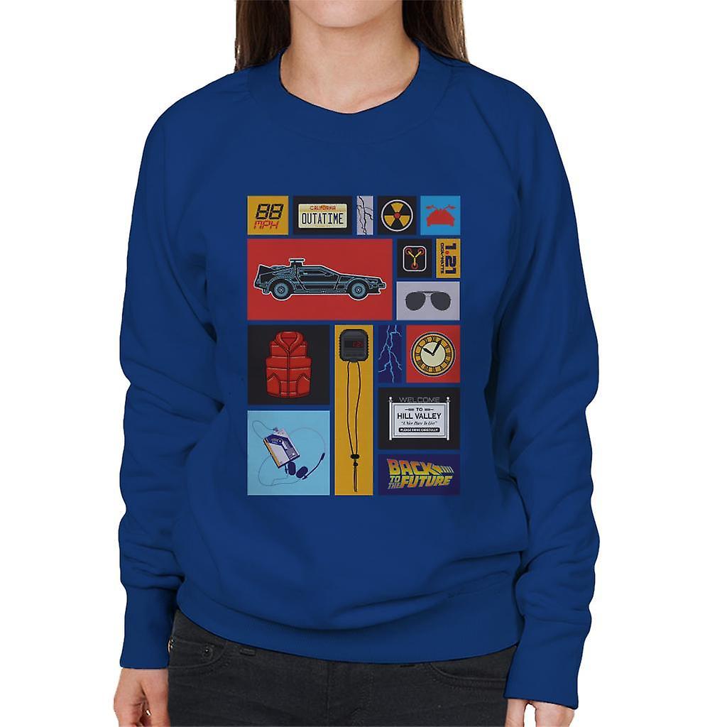 Back to the Future Tile Montage Women's Sweatshirt Royal Blue X-Large