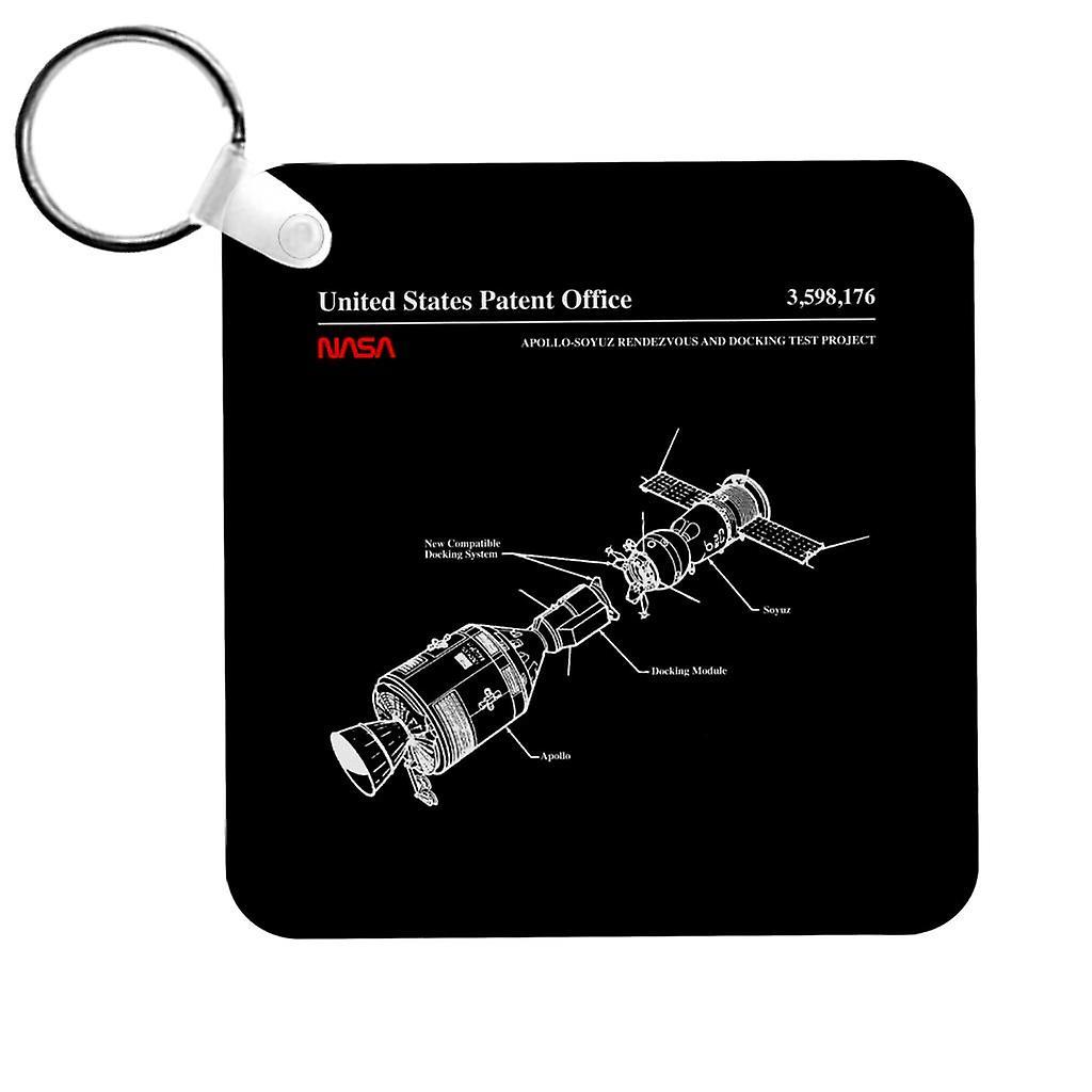 NASA Apollo Soyuz Docking Test Blueprint Keyring Black 5cm x 5cm