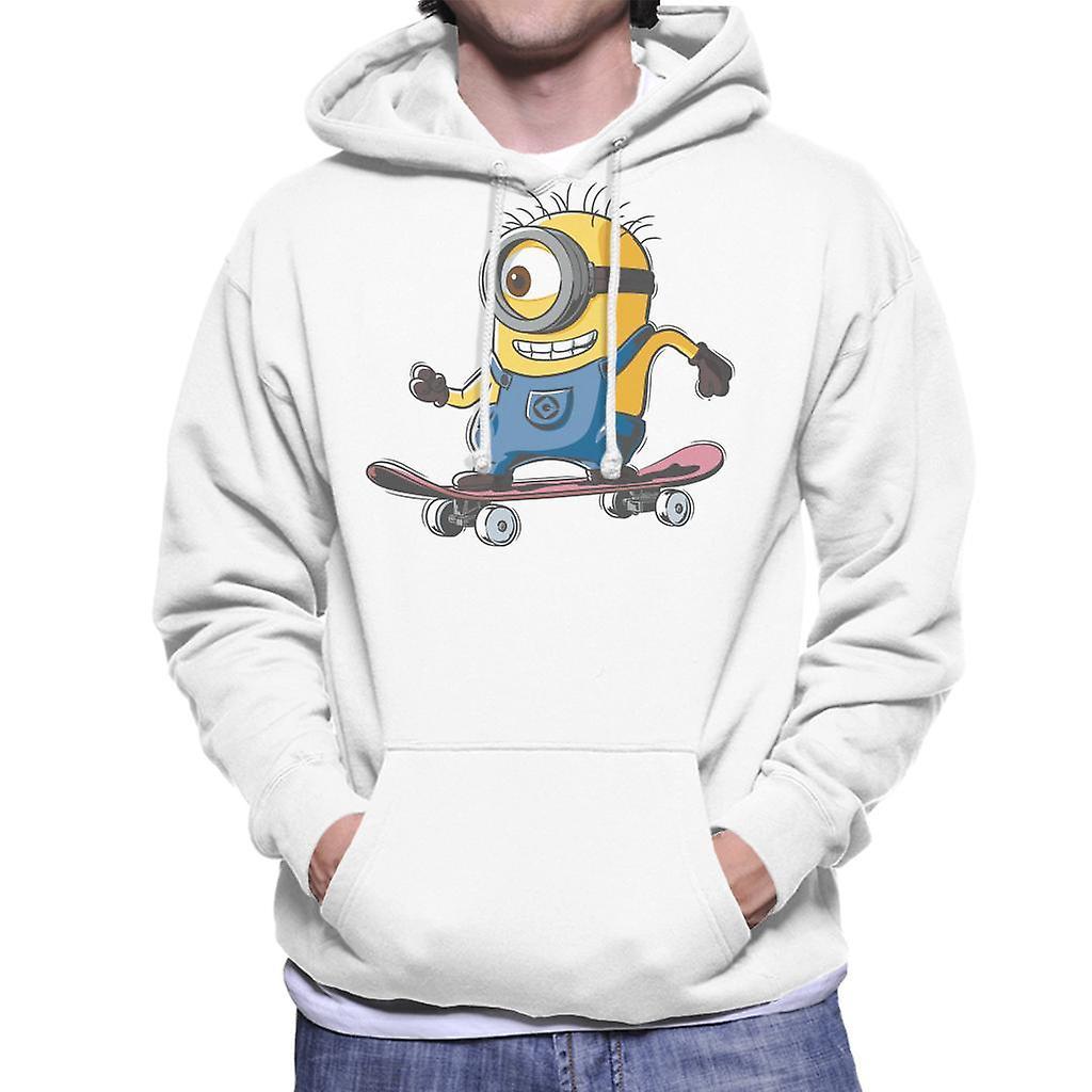 Despicable Me Carl The Minion Skateboarding Men's Hooded Sweatshirt White Small