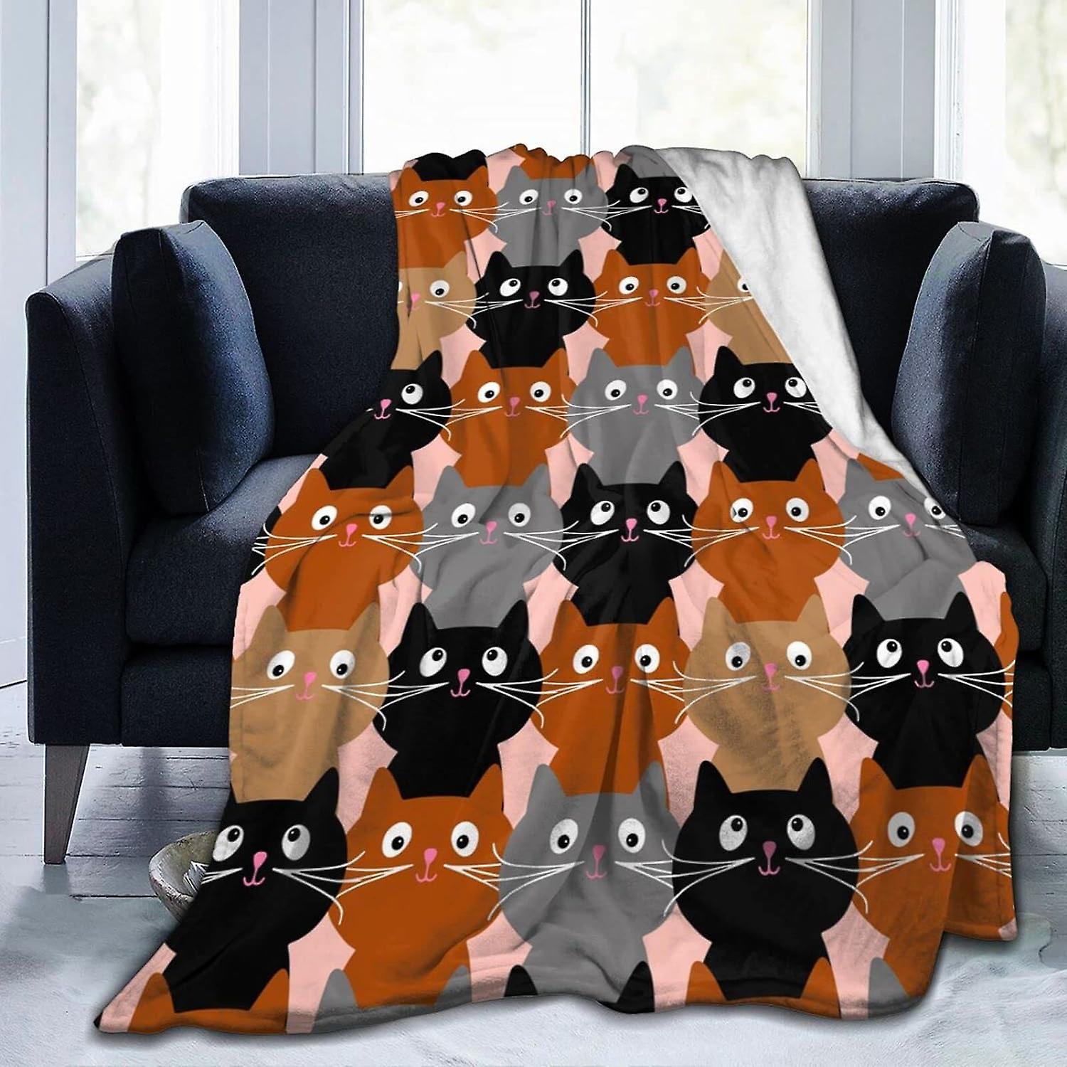 Kerota Super Soft Flannel Blanket Funny Cats Throw Blanket Fluffy Soft Blanket for Bed Sofa Washable 60x50in 150x125cm