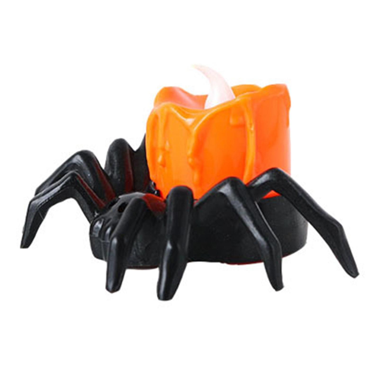 SIJIALI Halloween Candle Light Spooky Spider Tea Light Black