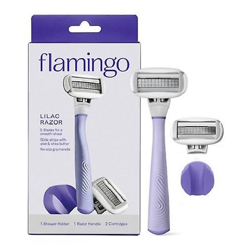 Flamingo 5-Blade Women's Razor Handle + 2 Razor Blade Refills - Lilac