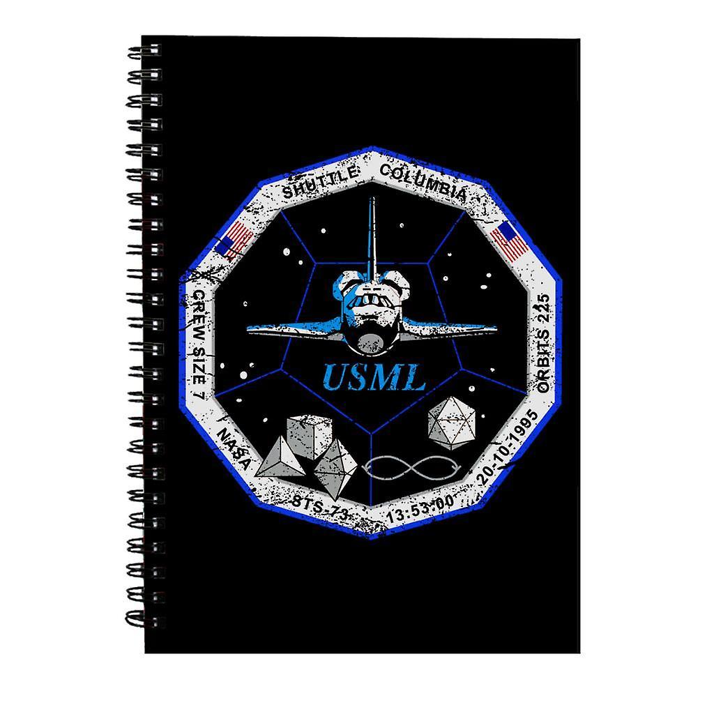 NASA STS 73 Columbia Mission Badge Distressed Spiral Notebook Black 15 x 21 cm