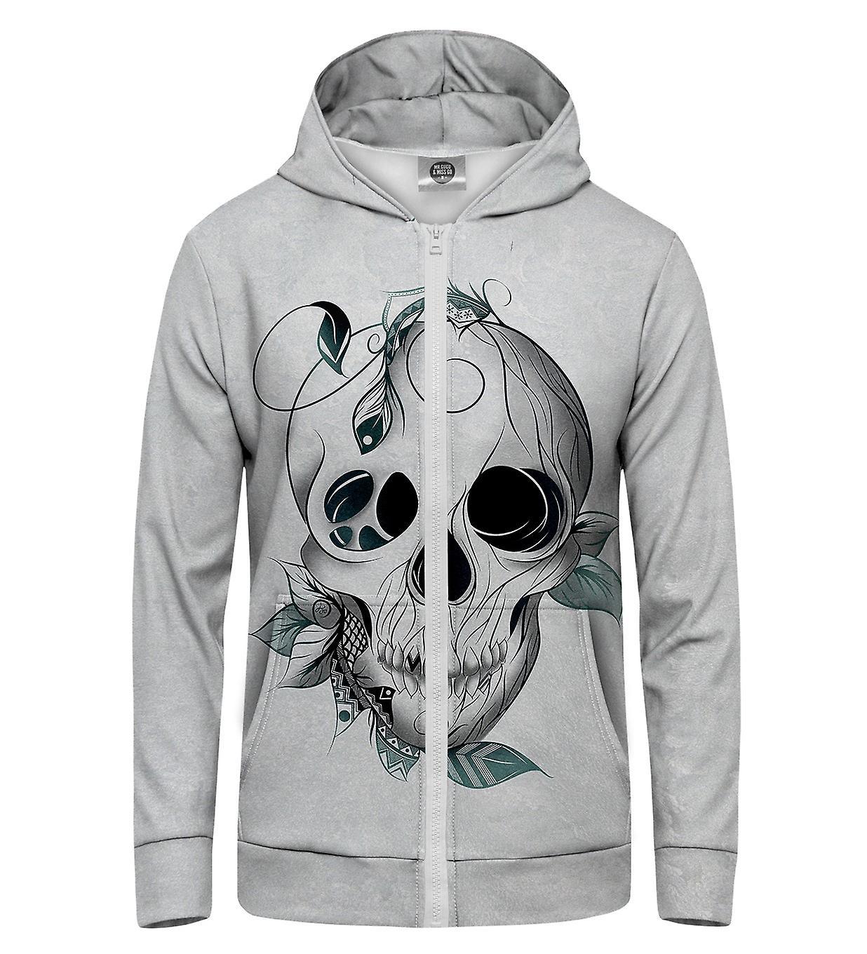 Mr Gugu & Miss Go Mr. GUGU & Miss GO Leaf Skull Hoodie Kangaroo Zip Up white XS