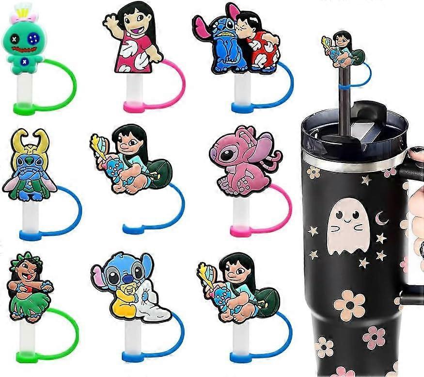 Heyone Compatible with Stanley 30&40 Oz Tumbler,Stitch Cartoon Straw Covers Cap,Cute Silicone Straw Covers,Straw Protectors,Soft Silicone Straw Lid...