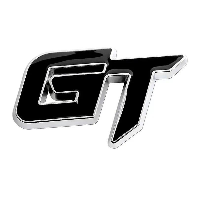 Hikig 3d Metal Black Chrome Red Logo Gt Emblem Car Badge Trunk Decal Gt Stikcer Accessories Sivler Black