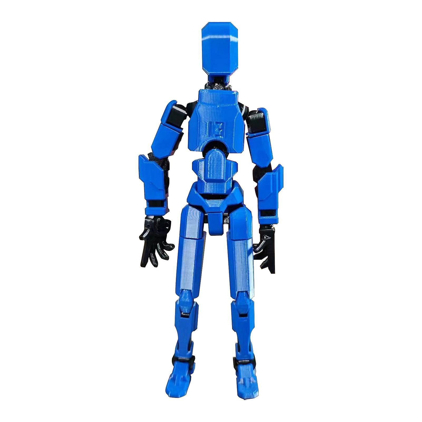 Aislerbee 3d Printed Robot Action Figure With Weapon Multi-jointed Robot Model Movable Joint Figurine Desktop Decoration Ornament Blue