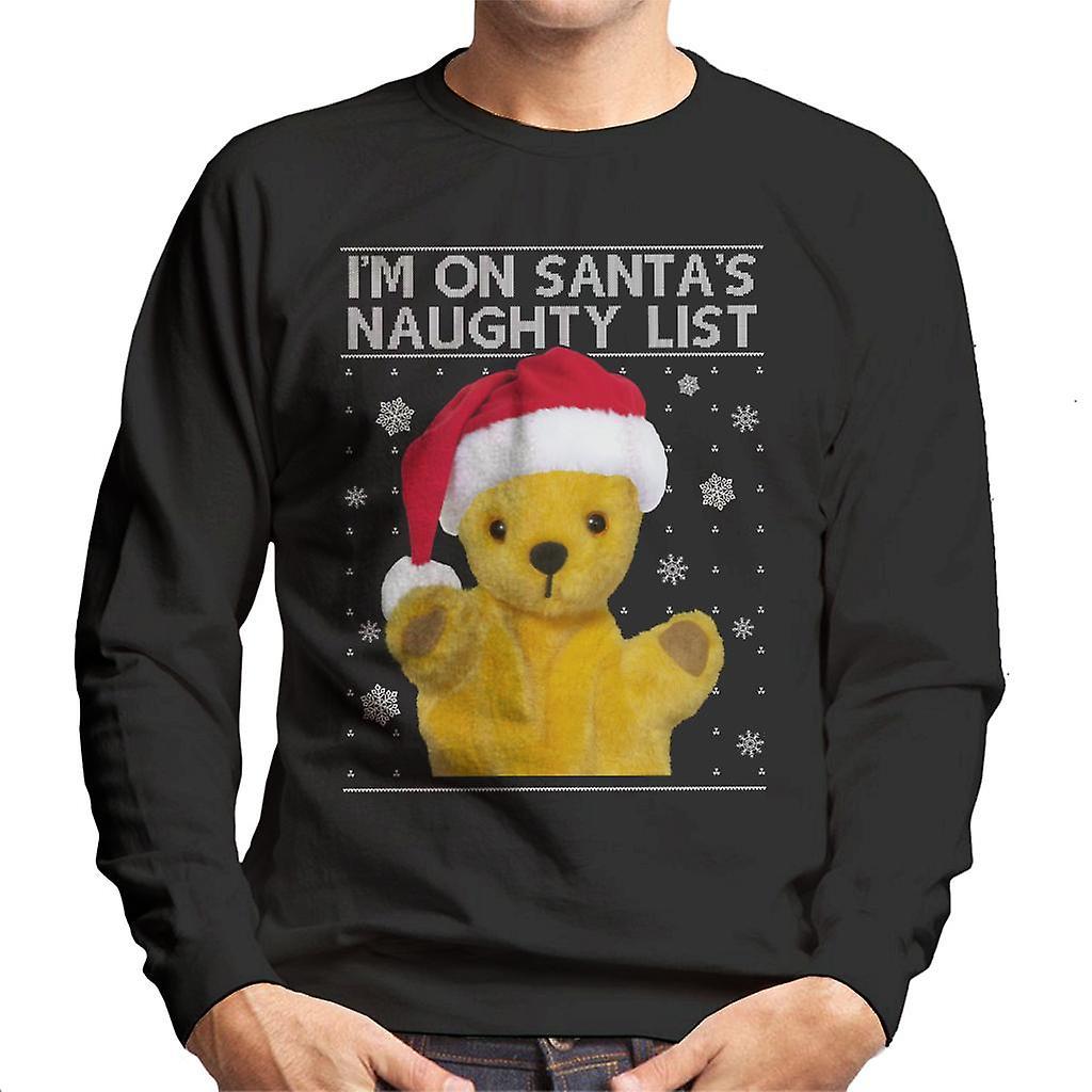 Sooty Christmas Im On Santas Naughty List Men's Sweatshirt Black Medium