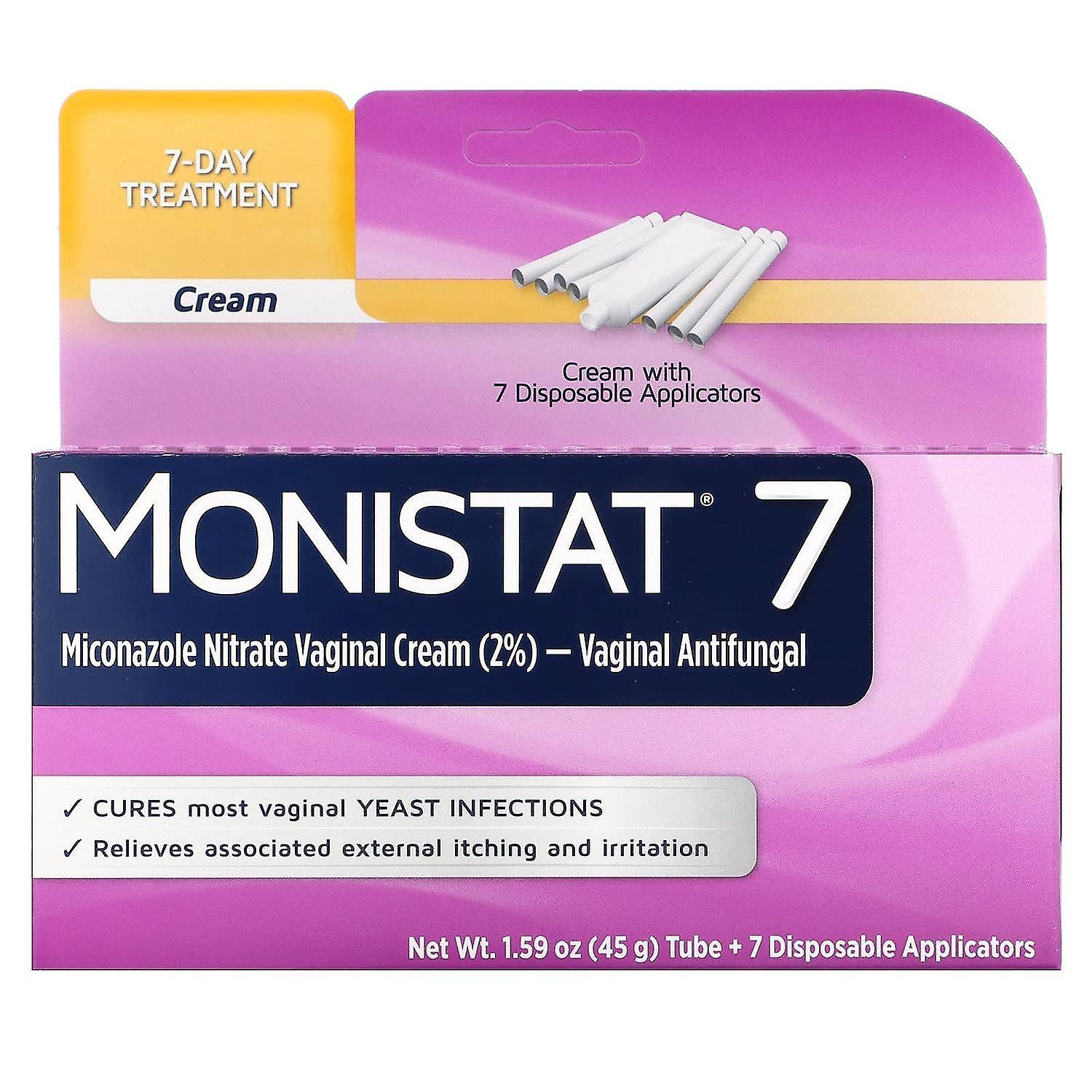 Monistat, 7-Day Treatment Cream, 7 Disposable Applicators + 1.59 oz (45 g) Tube