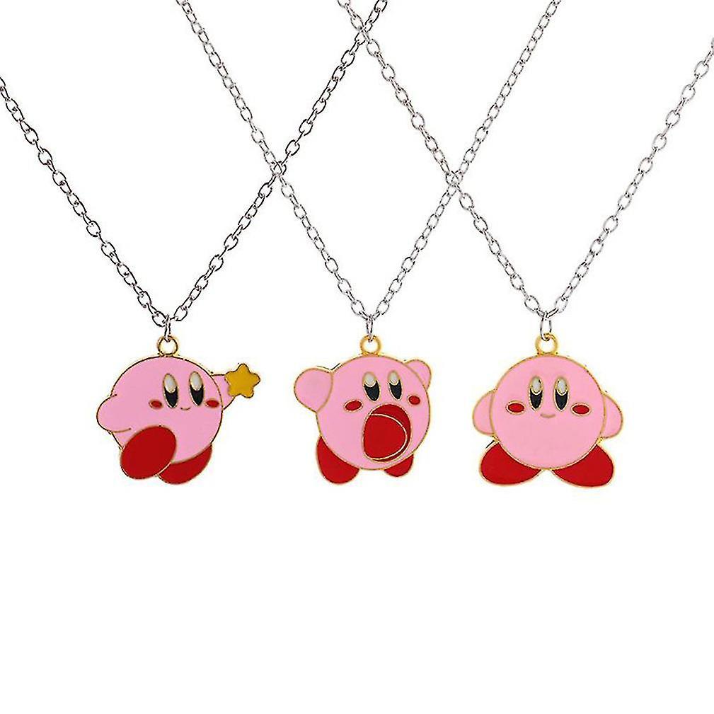 Tikuajgift 3pcs Star Kirby Anime Necklace Jewelry Pendant Cosplay Accessories Christmas Gift