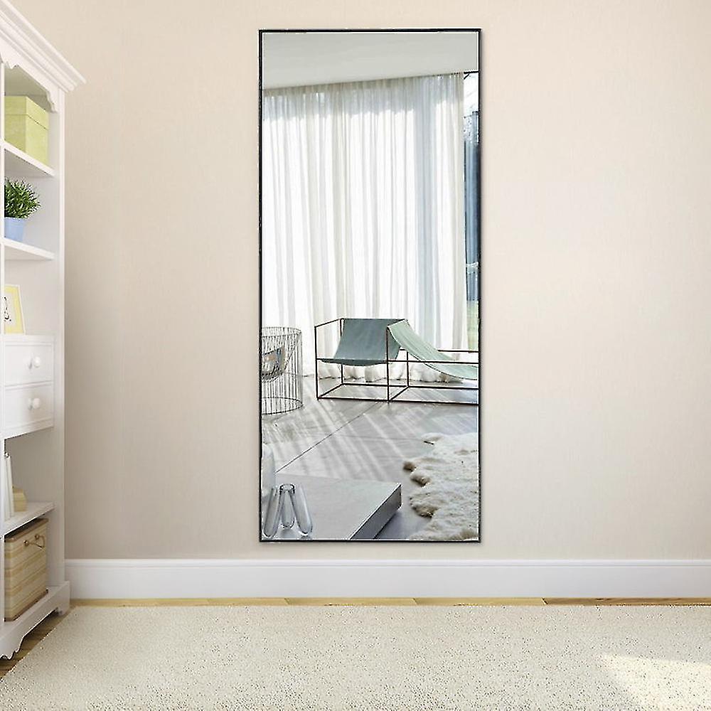 Living And Home 120cm Black Modern Slim Frame Length Wall Mirror