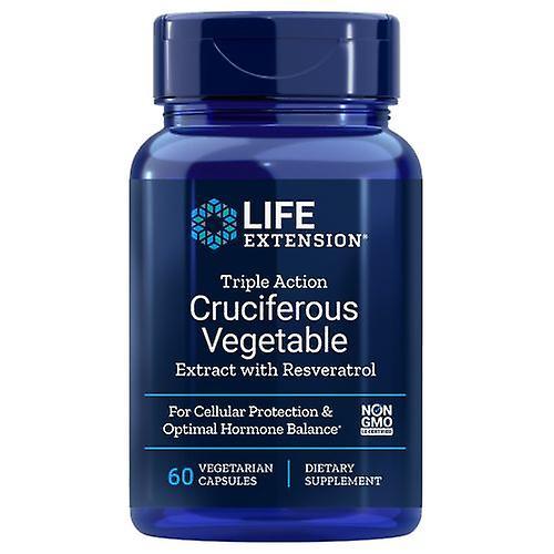 Life Extension Triple Action Cruciferous Vegetable Extract, with Resveratrol 60 vcaps (Pack of 1)