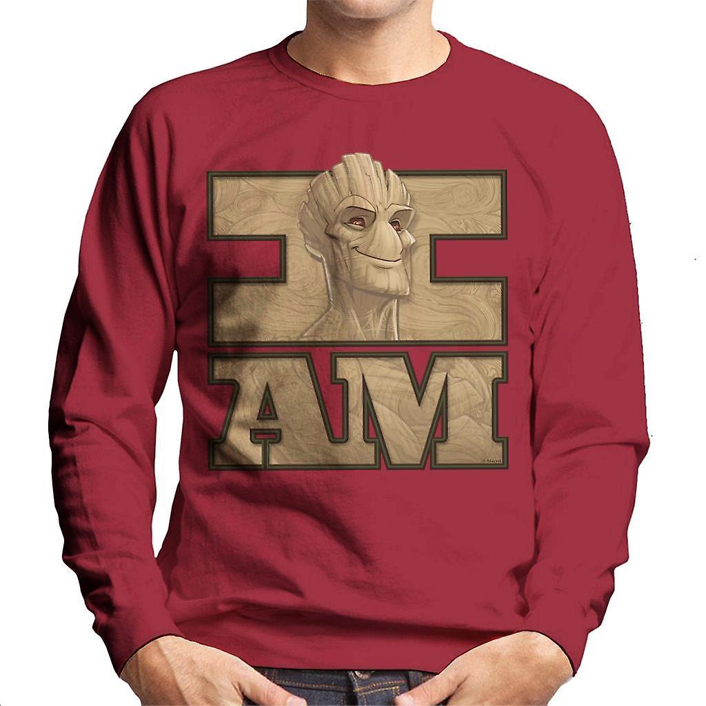 Marvel Guardians Of The Galaxy Groot I Am Men's Sweatshirt Cherry Red XX-Large