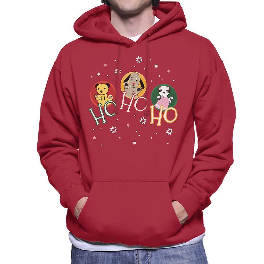 Sooty Christmas Ho Ho Ho Men's Hooded Sweatshirt Cherry Red Large